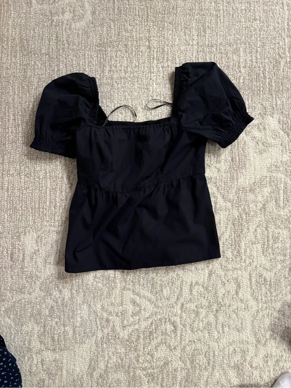 NWT abercrombie Black Puff Sleeve Square Neck Top